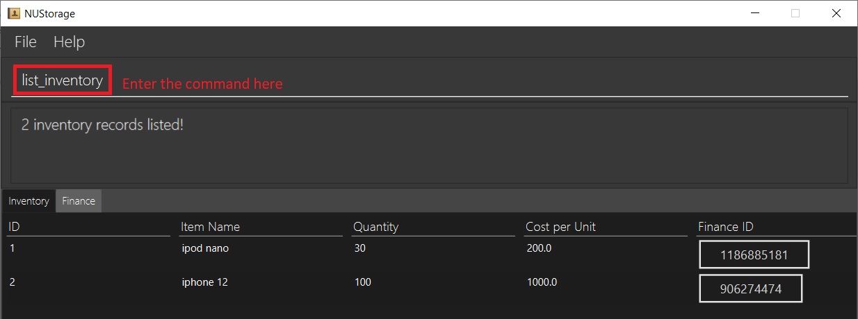 List inventory command example