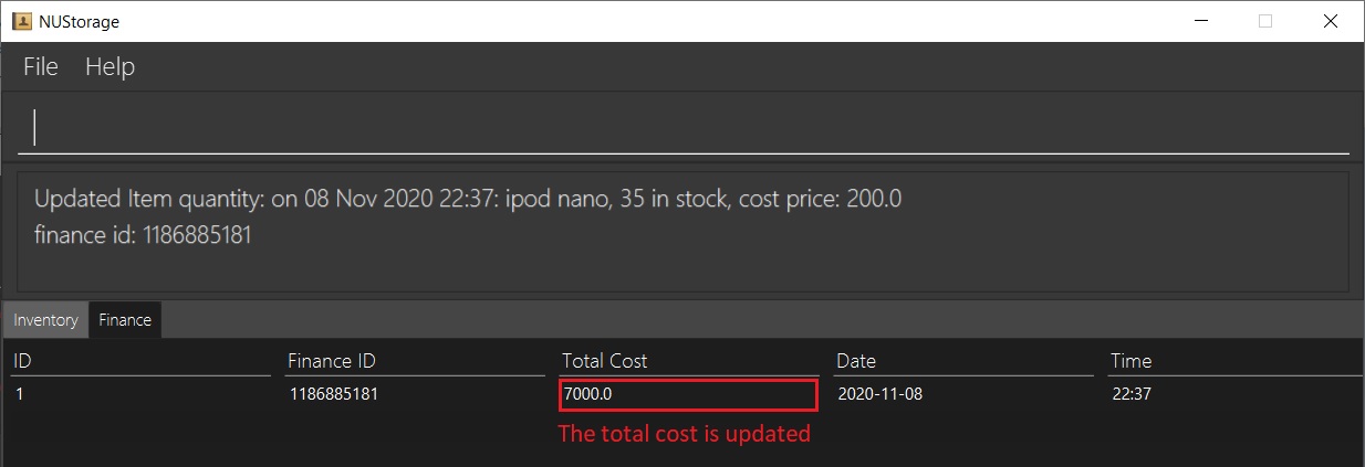 List inventory result example