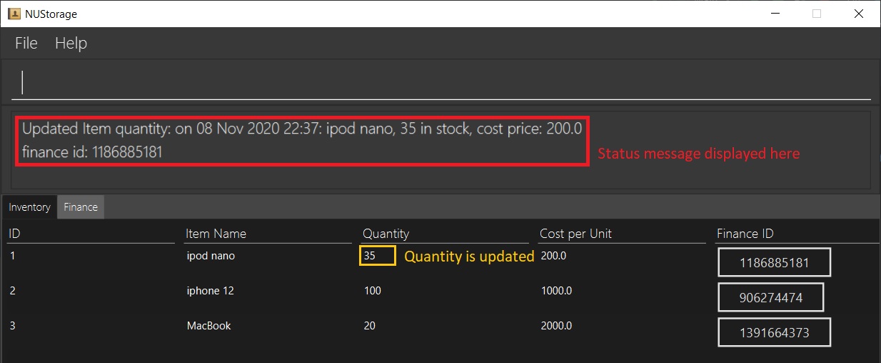 List inventory result example