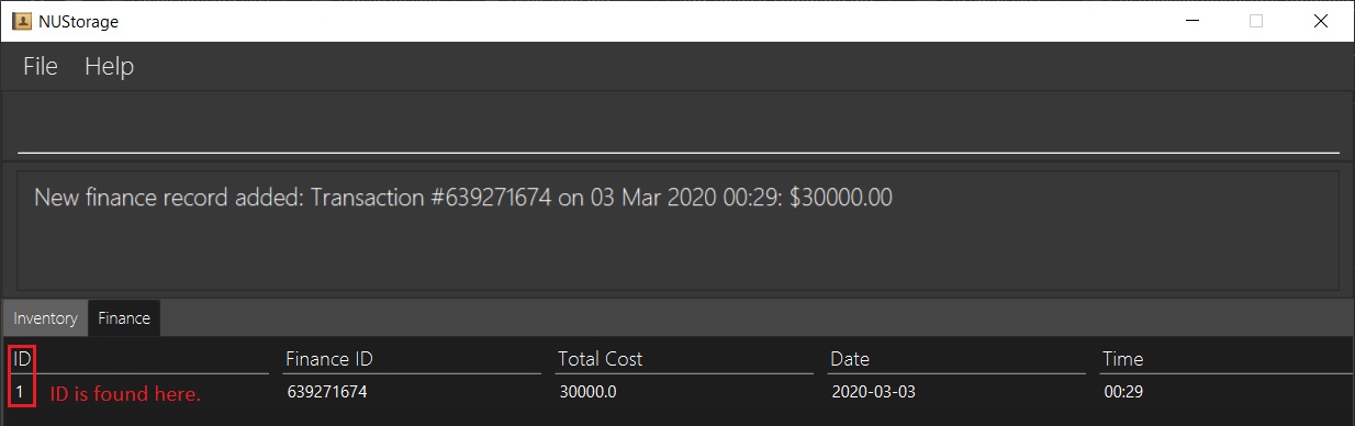 Finance tab finding ID