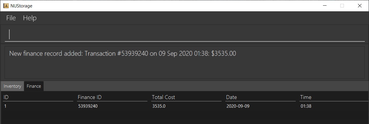 finance with one record