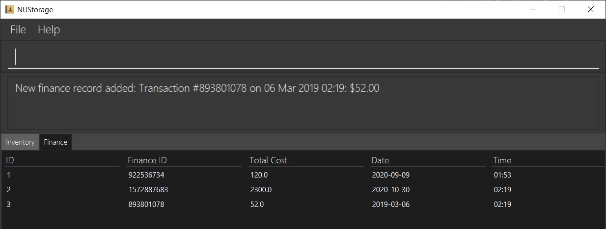 Finance with three records